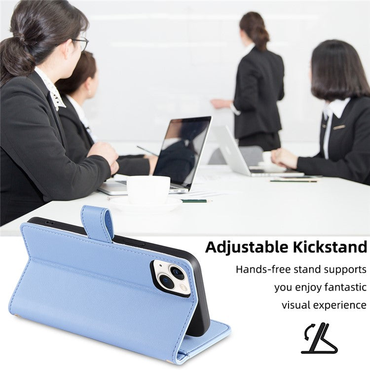For Samsung Galaxy A23 5G (Global Version) Magnetic Phone Case PU Leather Stand Cover with Wrist Strap - Blue