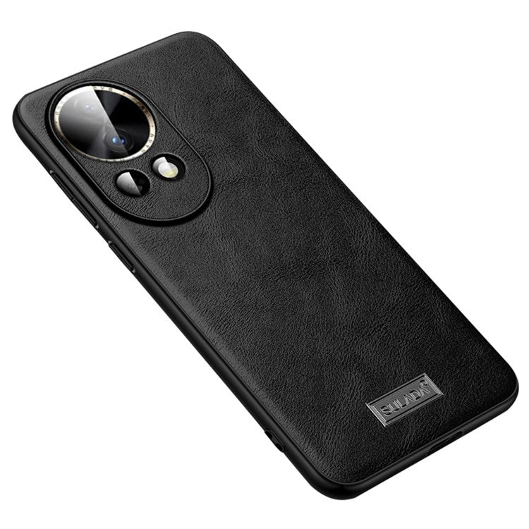 SULADA For Huawei nova 12 Pro 5G / nova 12 Ultra 5G Cell Phone Cover PU Leather Coated TPU+PC Shockproof Case - Black