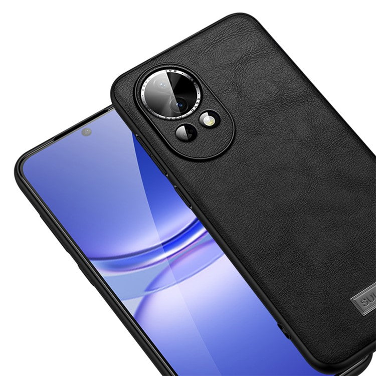 SULADA For Huawei nova 12 Pro 5G / nova 12 Ultra 5G Cell Phone Cover PU Leather Coated TPU+PC Shockproof Case - Black
