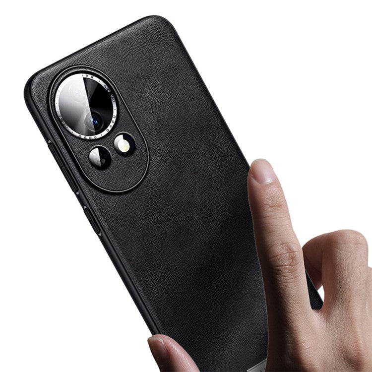 SULADA For Huawei nova 12 Pro 5G / nova 12 Ultra 5G Cell Phone Cover PU Leather Coated TPU+PC Shockproof Case - Black