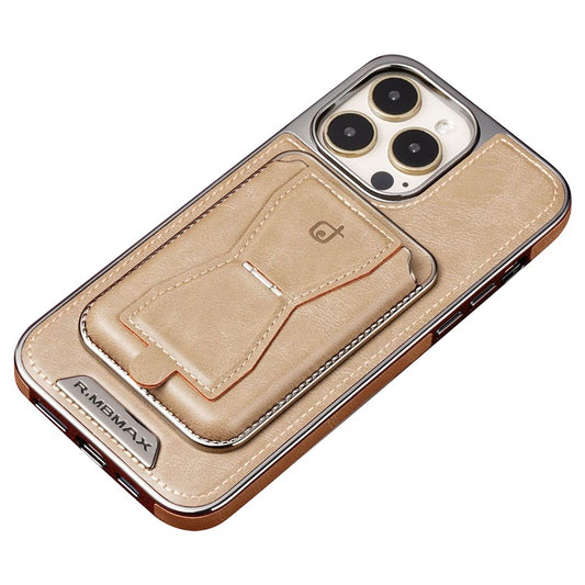 RMBMAX For iPhone 14 Pro Case TPU+Leather Magnetic Card Holder Phone Cover - Slate Grey