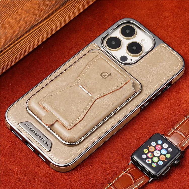 RMBMAX For iPhone 14 Pro Case TPU+Leather Magnetic Card Holder Phone Cover - Slate Grey