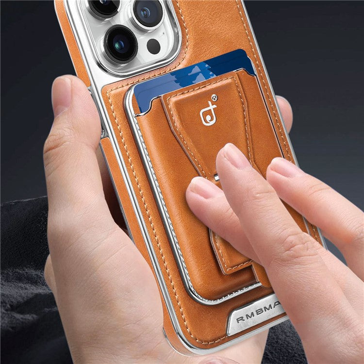 RMBMAX For iPhone 14 Pro Case TPU+Leather Magnetic Card Holder Phone Cover - Slate Grey