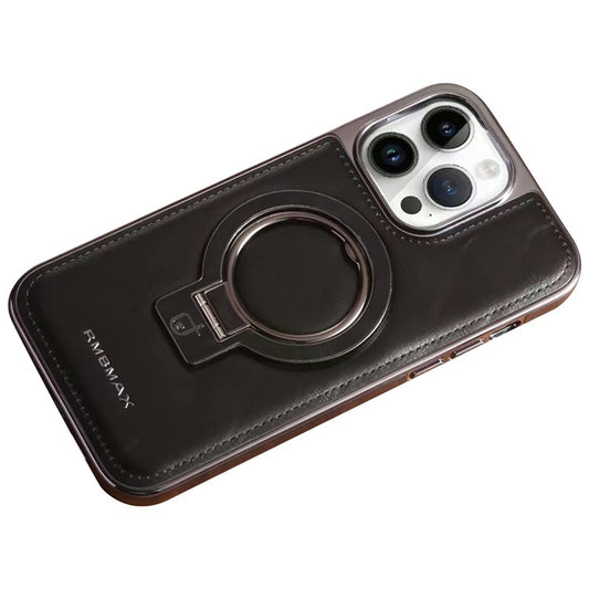 RMBMAX For iPhone 14 Pro Max Magnetic Case Electroplated Kickstand Phone Cover - Black