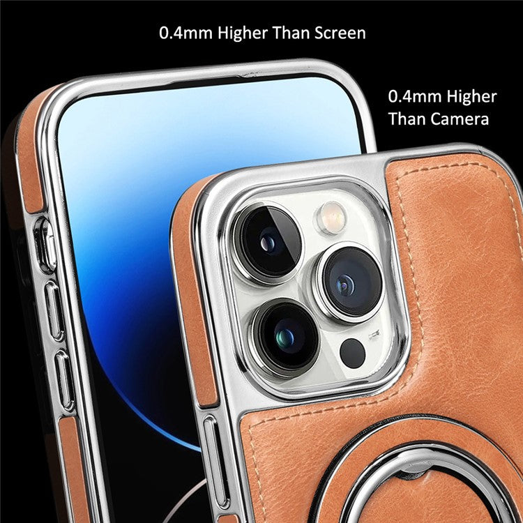 RMBMAX For iPhone 14 Pro Max Magnetic Case Electroplated Kickstand Phone Cover - Black