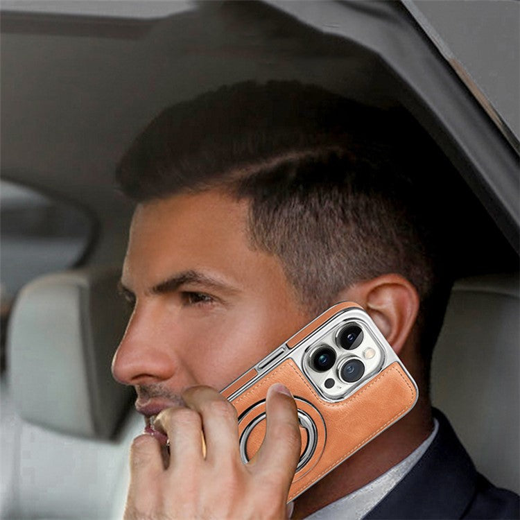 RMBMAX For iPhone 14 Pro Max Magnetic Case Electroplated Kickstand Phone Cover - Black