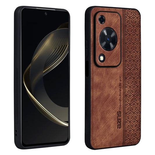 AZNS For Huawei Enjoy 70 4G / nova Y72 4G Case Imprinted PU Leather+TPU Protective Phone Cover - Brown