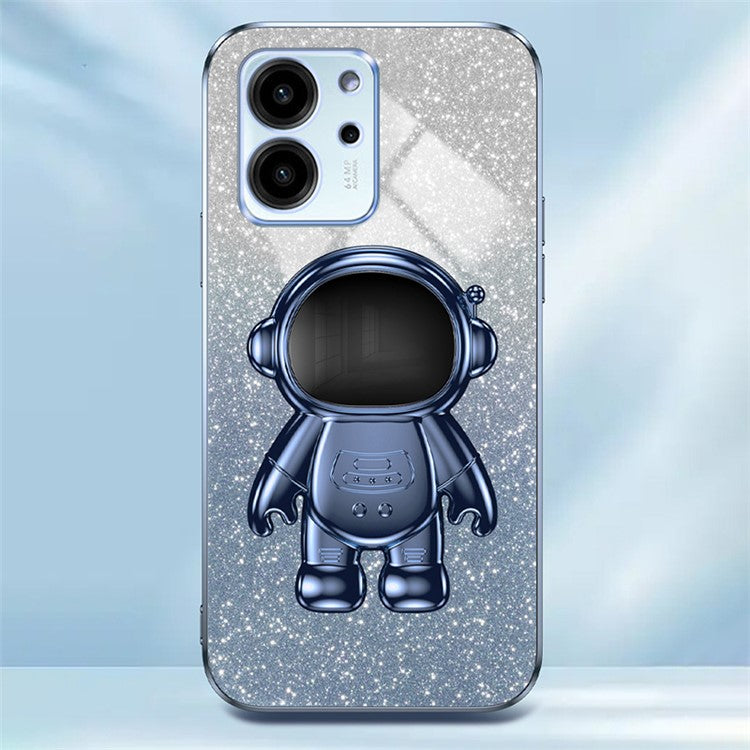 For Honor 80 SE 5G Case Shockproof PC+TPU Astronaut Kickstand Electroplating Cell Phone Cover - Blue