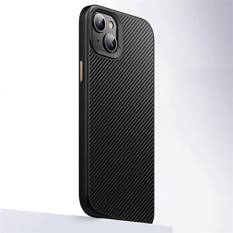 For iPhone 14 Plus Phone Case Compatible with MagSafe Carbon Fiber Texture Cover