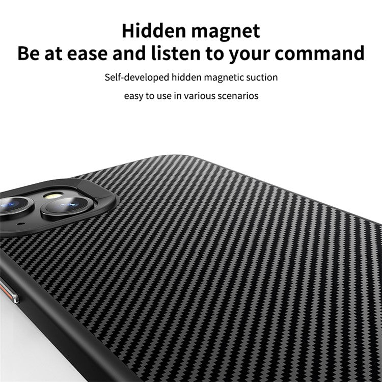 For iPhone 14 Plus Phone Case Compatible with MagSafe Carbon Fiber Texture Cover