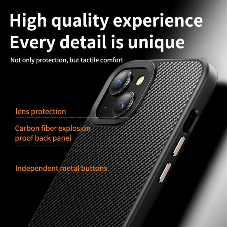 For iPhone 14 Plus Phone Case Compatible with MagSafe Carbon Fiber Texture Cover