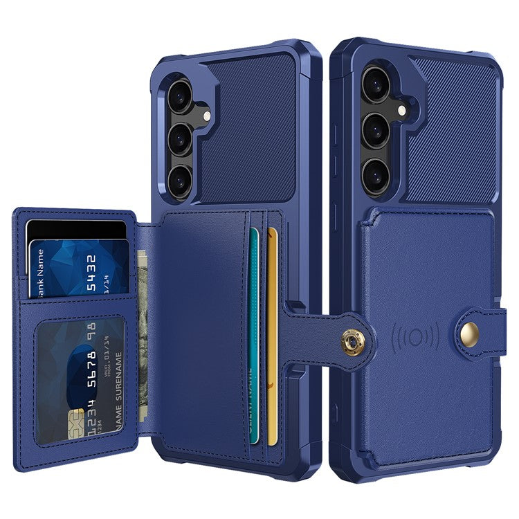 ZM03 For Samsung Galaxy A55 5G Case Wallet Magnetic Car Mount Phone Cover - Blue