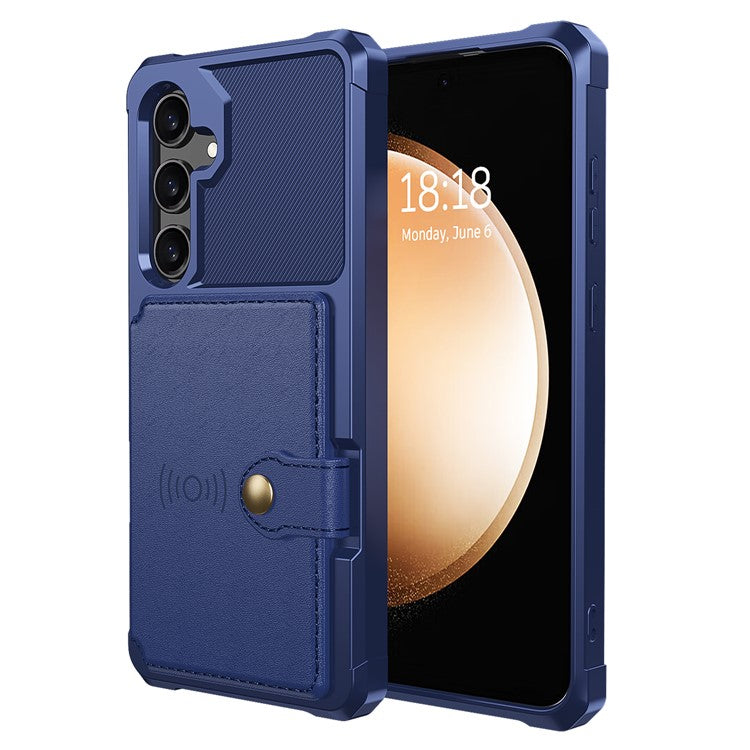ZM03 For Samsung Galaxy A55 5G Case Wallet Magnetic Car Mount Phone Cover - Blue