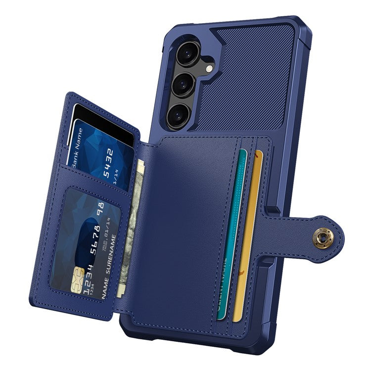 ZM03 For Samsung Galaxy A55 5G Case Wallet Magnetic Car Mount Phone Cover - Blue