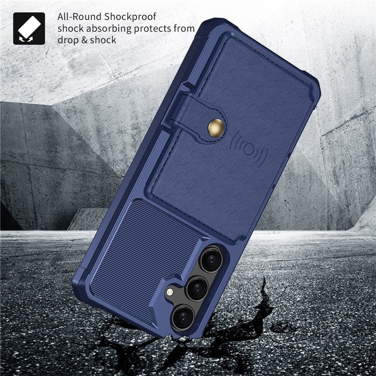 ZM03 For Samsung Galaxy A55 5G Case Wallet Magnetic Car Mount Phone Cover - Blue