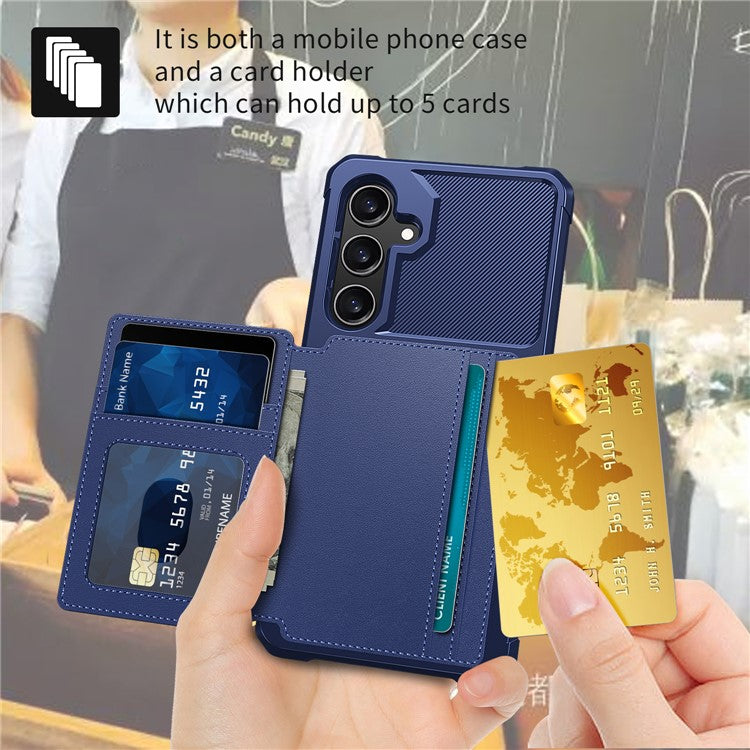ZM03 For Samsung Galaxy A55 5G Case Wallet Magnetic Car Mount Phone Cover - Blue