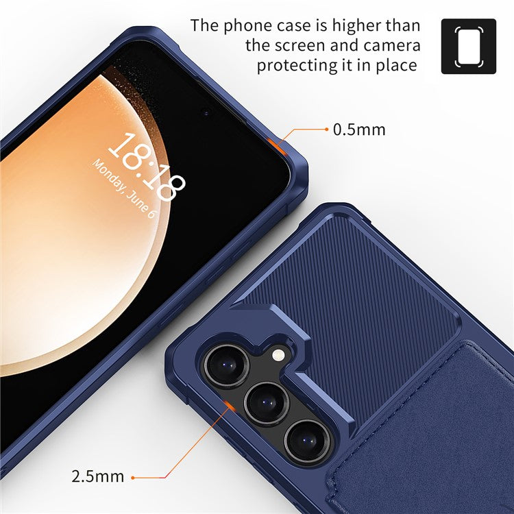 ZM03 For Samsung Galaxy A55 5G Case Wallet Magnetic Car Mount Phone Cover - Blue