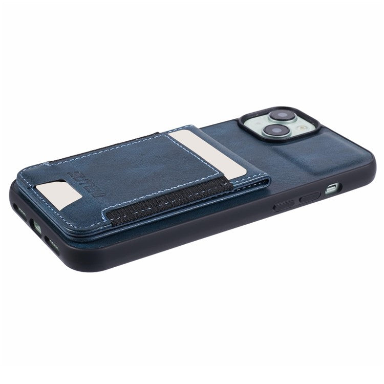 SUTENI H03 For iPhone 14 Plus Back Phone Cover PU Leather Vertical Flip Kickstand Case - Blue