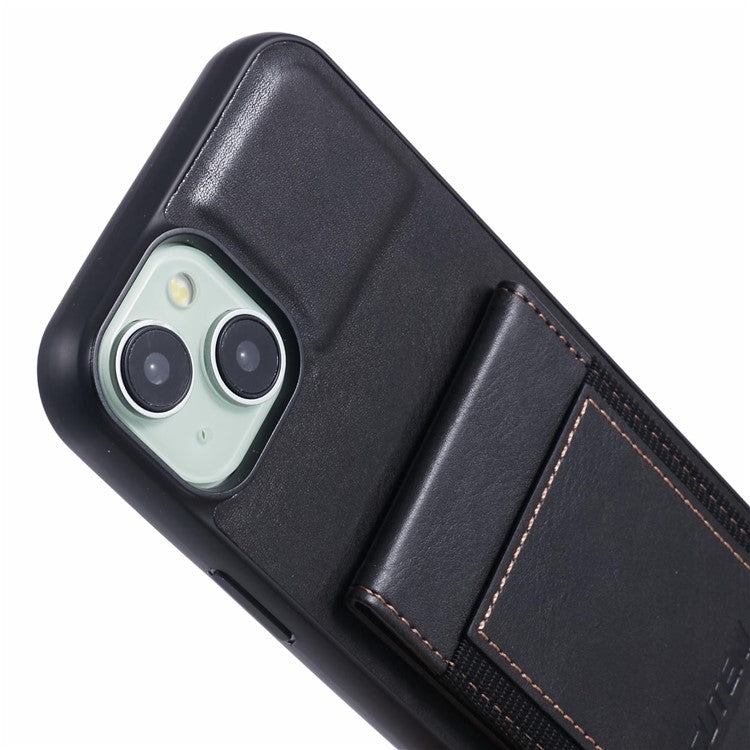 SUTENI H03 For iPhone 14 Plus Back Phone Cover PU Leather Vertical Flip Kickstand Case - Black