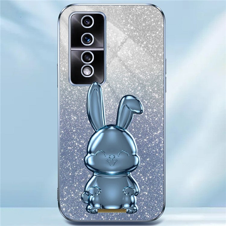 For Honor 80 GT 5G Case Cartoon Rabbit Pull-out Kickstand Drop-proof PC+TPU Phone Cover - Blue