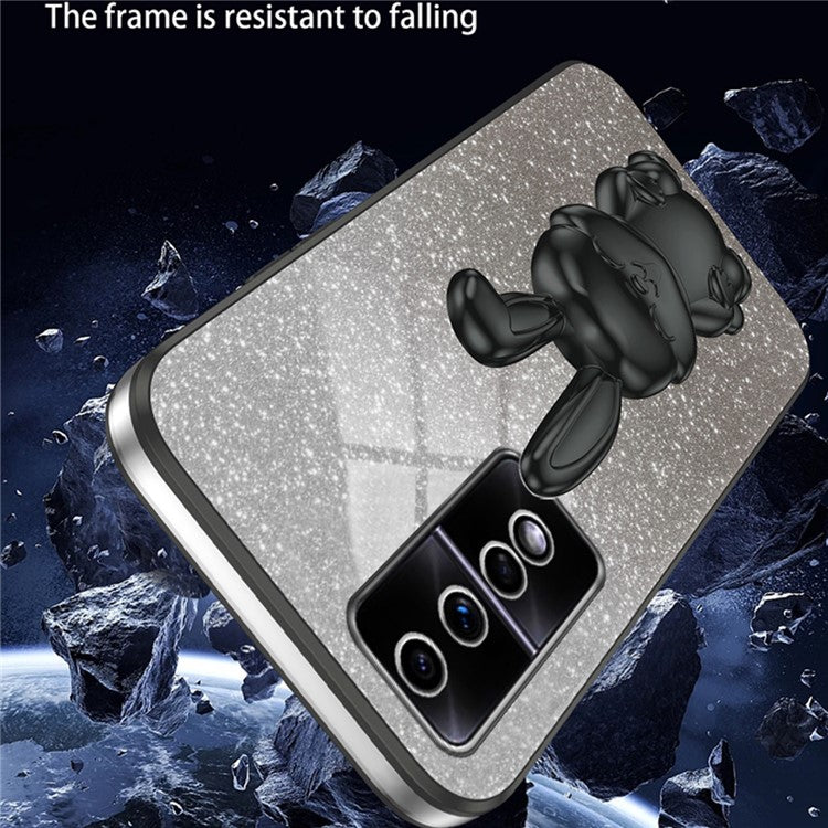 For Honor 80 GT 5G Case Cartoon Rabbit Pull-out Kickstand Drop-proof PC+TPU Phone Cover - Black