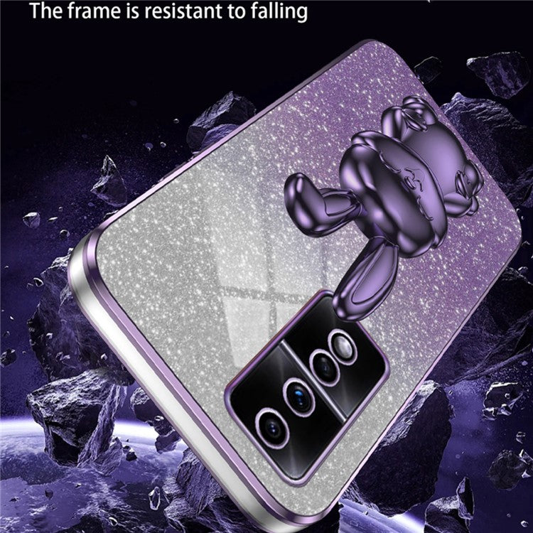 For Honor 80 GT 5G Case Cartoon Rabbit Pull-out Kickstand Drop-proof PC+TPU Phone Cover - Purple