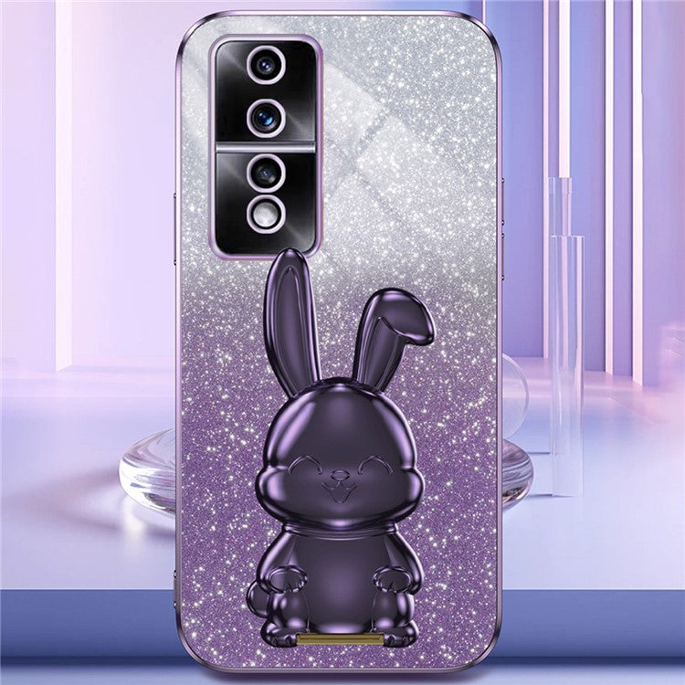 For Honor 80 GT 5G Case Cartoon Rabbit Pull-out Kickstand Drop-proof PC+TPU Phone Cover - Purple