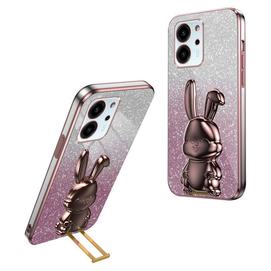 For Honor 80 SE 5G Kickstand Case Cute Rabbit Protective Slim Phone Shell - Pink