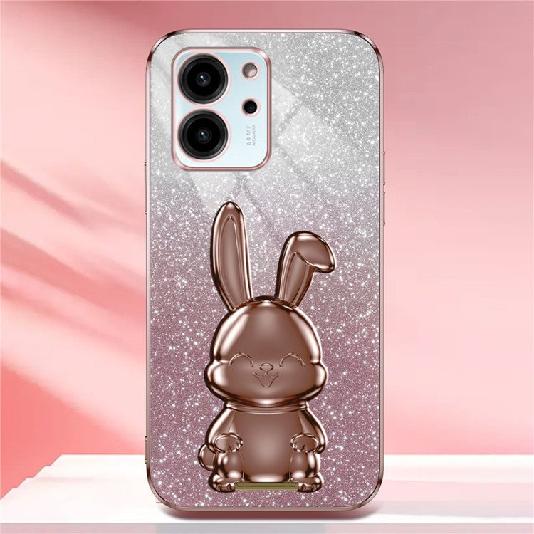 For Honor 80 SE 5G Kickstand Case Cute Rabbit Protective Slim Phone Shell - Pink