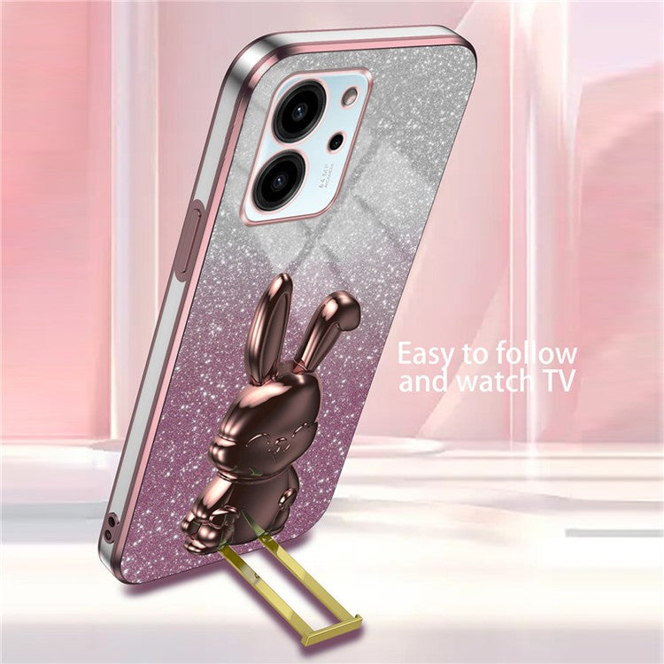 For Honor 80 SE 5G Kickstand Case Cute Rabbit Protective Slim Phone Shell - Pink
