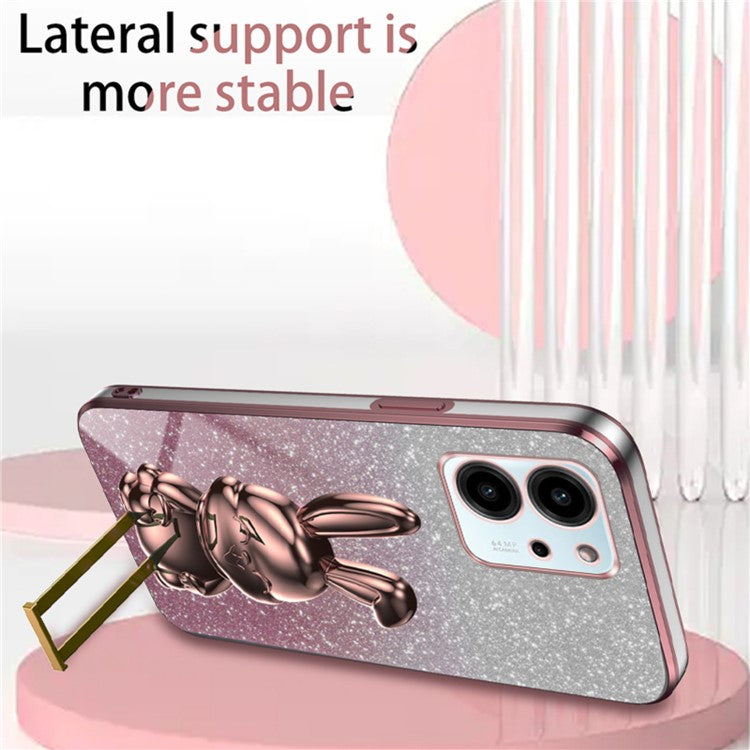 For Honor 80 SE 5G Kickstand Case Cute Rabbit Protective Slim Phone Shell - Pink