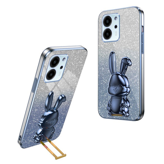 For Honor 80 SE 5G Kickstand Case Cute Rabbit Protective Slim Phone Shell - Blue