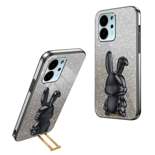 For Honor 80 SE 5G Kickstand Case Cute Rabbit Protective Slim Phone Shell - Black