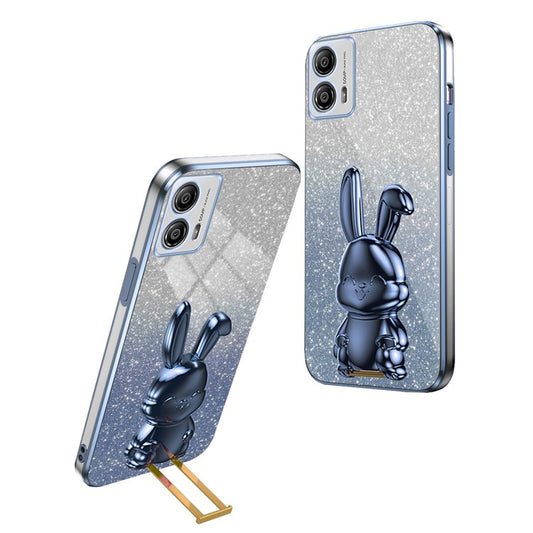 Back Cover for Motorola Moto G53 5G , PC+TPU Phone Case with Support Kickstand - Blue