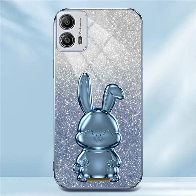 Back Cover for Motorola Moto G53 5G , PC+TPU Phone Case with Support Kickstand - Blue