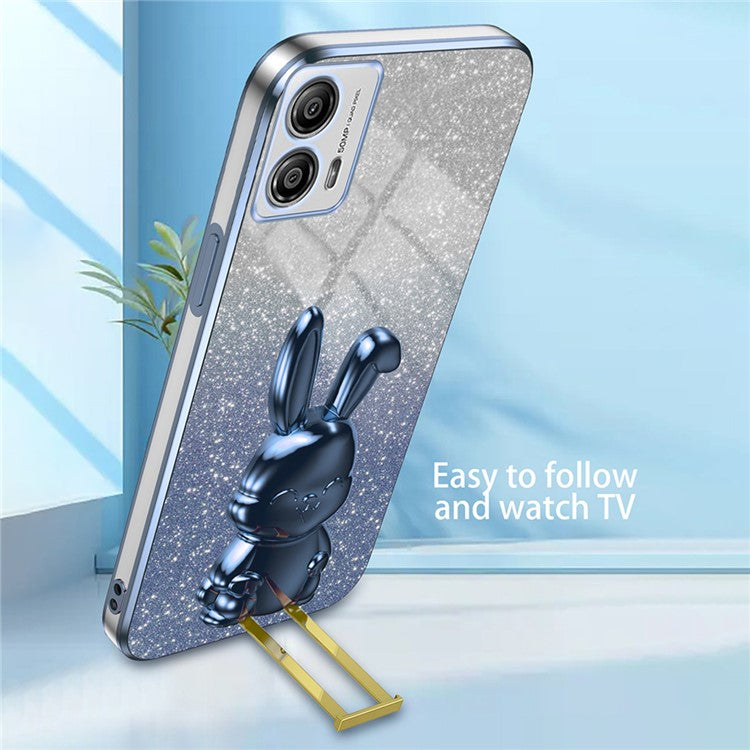 Back Cover for Motorola Moto G53 5G , PC+TPU Phone Case with Support Kickstand - Blue