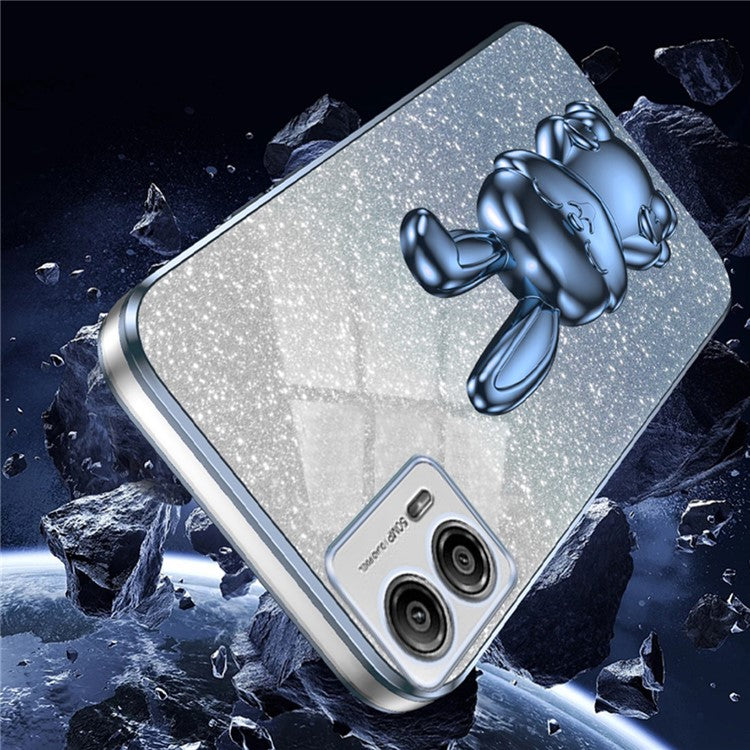 Back Cover for Motorola Moto G53 5G , PC+TPU Phone Case with Support Kickstand - Blue
