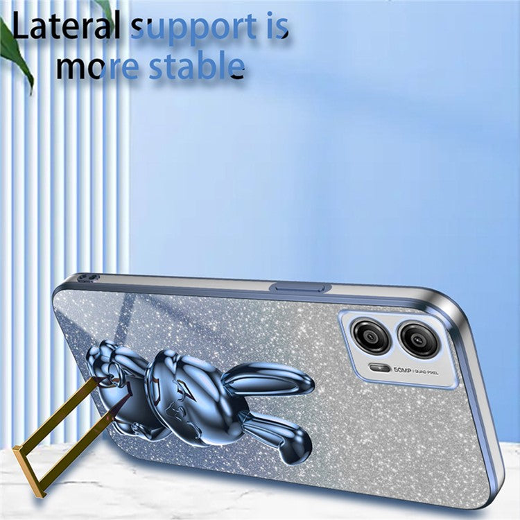 Back Cover for Motorola Moto G53 5G , PC+TPU Phone Case with Support Kickstand - Blue