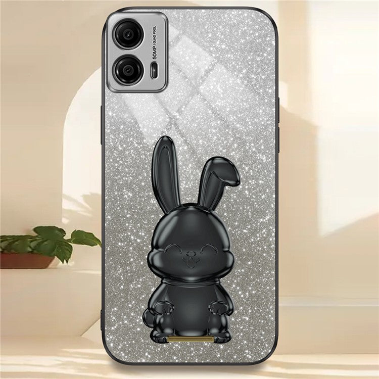 Back Cover for Motorola Moto G53 5G , PC+TPU Phone Case with Support Kickstand - Black