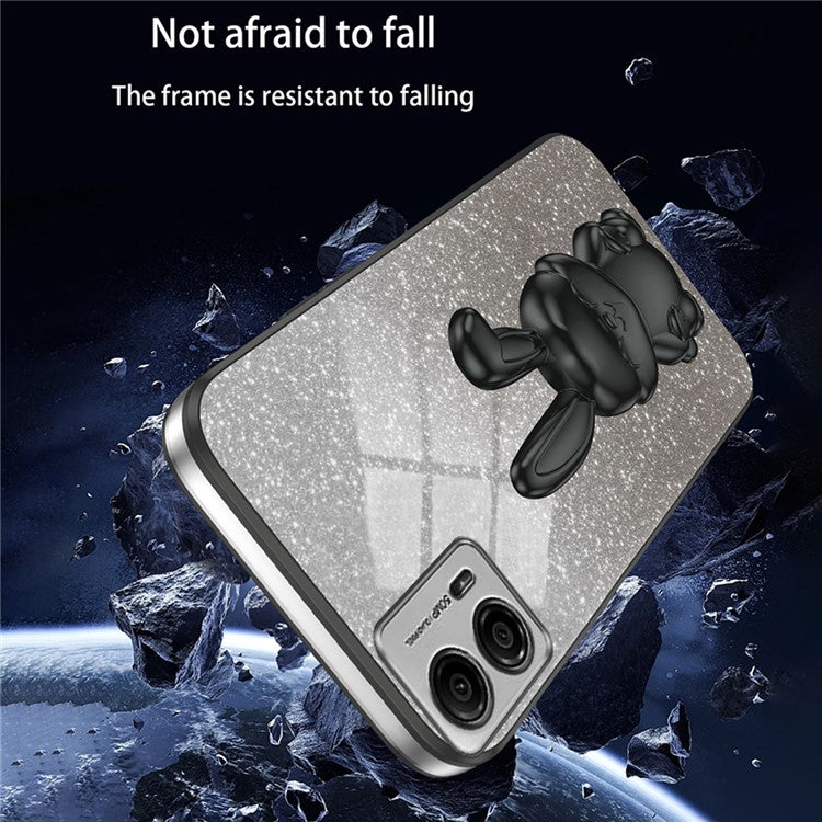 Back Cover for Motorola Moto G53 5G , PC+TPU Phone Case with Support Kickstand - Black
