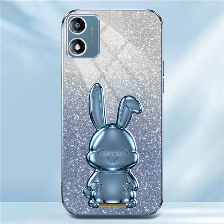 Back Cover for Motorola Moto E13 4G , Drop Resistant PC+TPU Phone Case with Kickstand - Blue