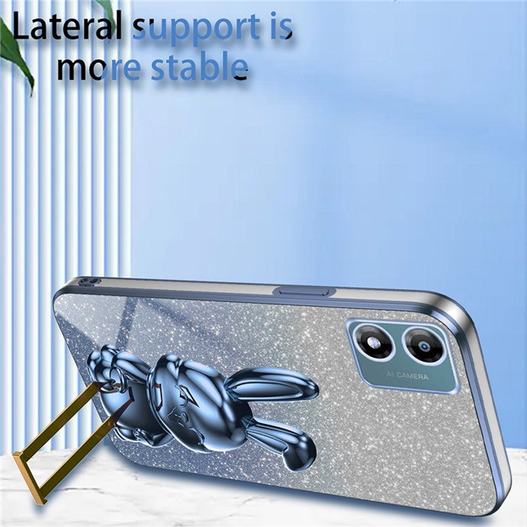 Back Cover for Motorola Moto E13 4G , Drop Resistant PC+TPU Phone Case with Kickstand - Blue