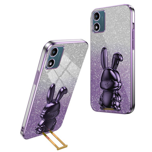 Back Cover for Motorola Moto E13 4G , Drop Resistant PC+TPU Phone Case with Kickstand - Purple