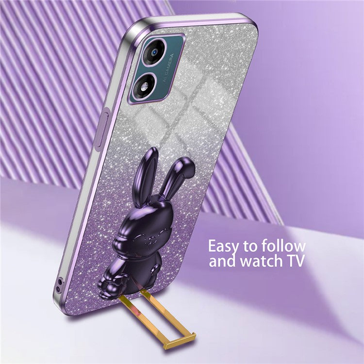 Back Cover for Motorola Moto E13 4G , Drop Resistant PC+TPU Phone Case with Kickstand - Purple