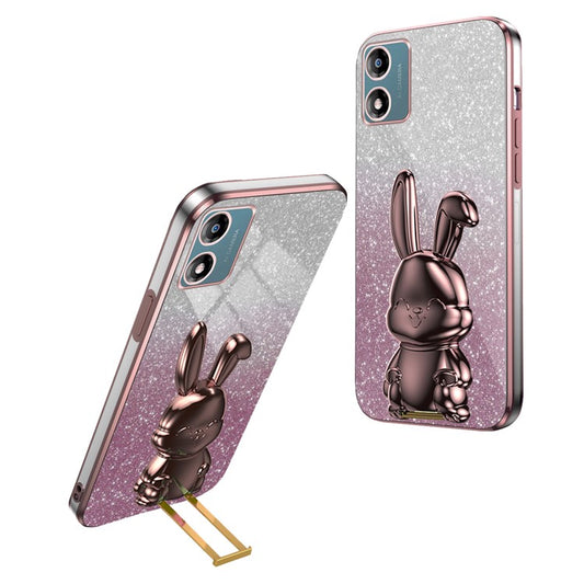 Back Cover for Motorola Moto E13 4G , Drop Resistant PC+TPU Phone Case with Kickstand - Pink