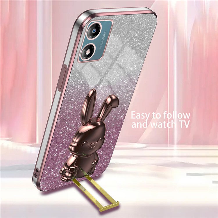 Back Cover for Motorola Moto E13 4G , Drop Resistant PC+TPU Phone Case with Kickstand - Pink