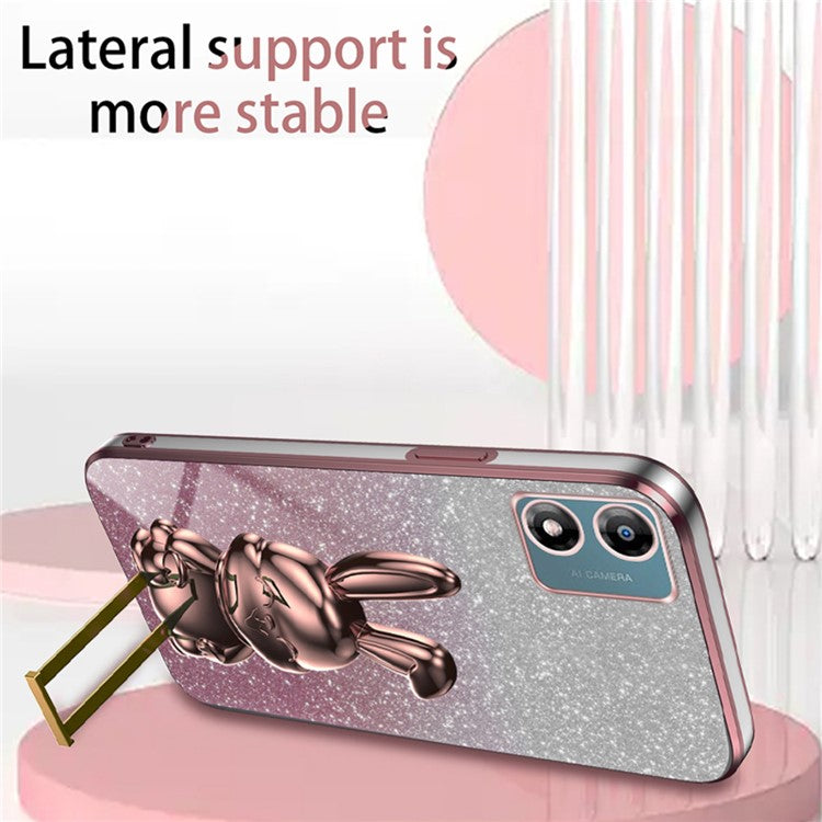 Back Cover for Motorola Moto E13 4G , Drop Resistant PC+TPU Phone Case with Kickstand - Pink