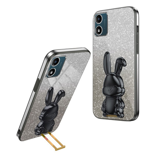 Back Cover for Motorola Moto E13 4G , Drop Resistant PC+TPU Phone Case with Kickstand - Black