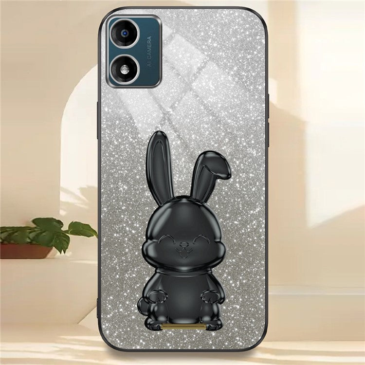 Back Cover for Motorola Moto E13 4G , Drop Resistant PC+TPU Phone Case with Kickstand - Black