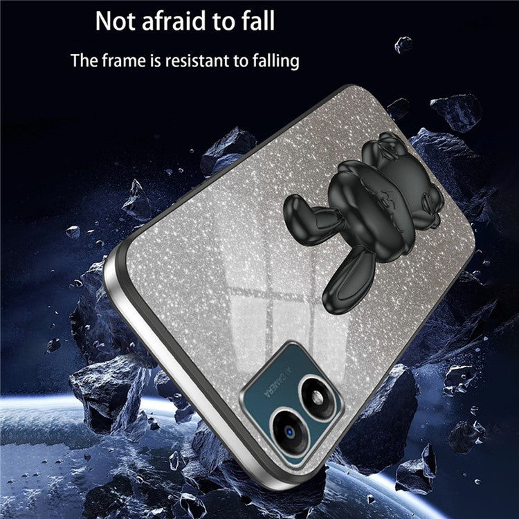Back Cover for Motorola Moto E13 4G , Drop Resistant PC+TPU Phone Case with Kickstand - Black